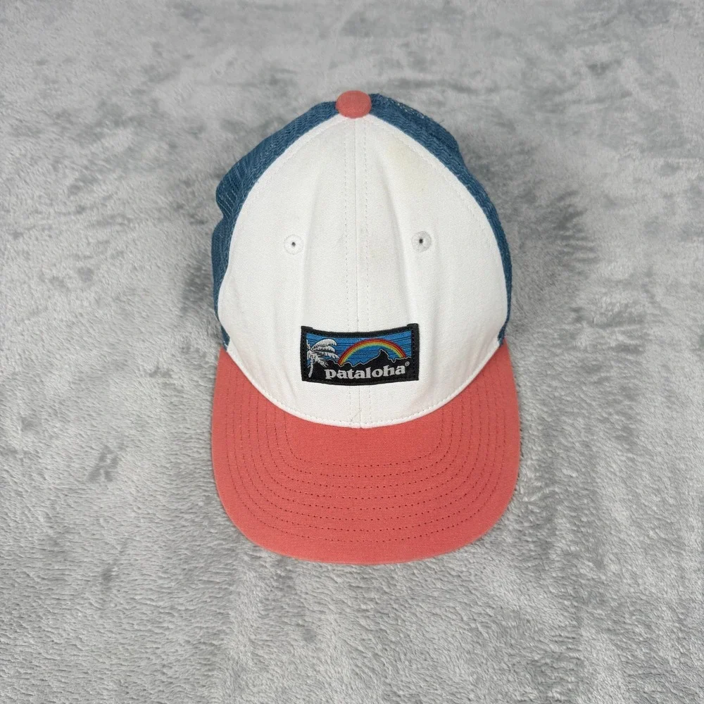 Patagonia Mens OS Pataloha Trucker Hat Snapback Mesh Cap White Blue Coral
